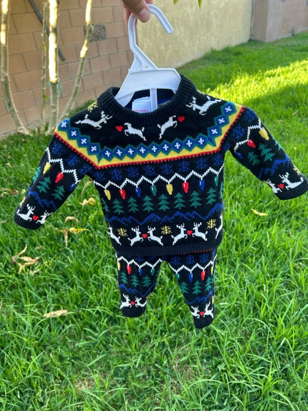 Hanna Andersson Black Holiday Reindeer Knit Baby Matching Set